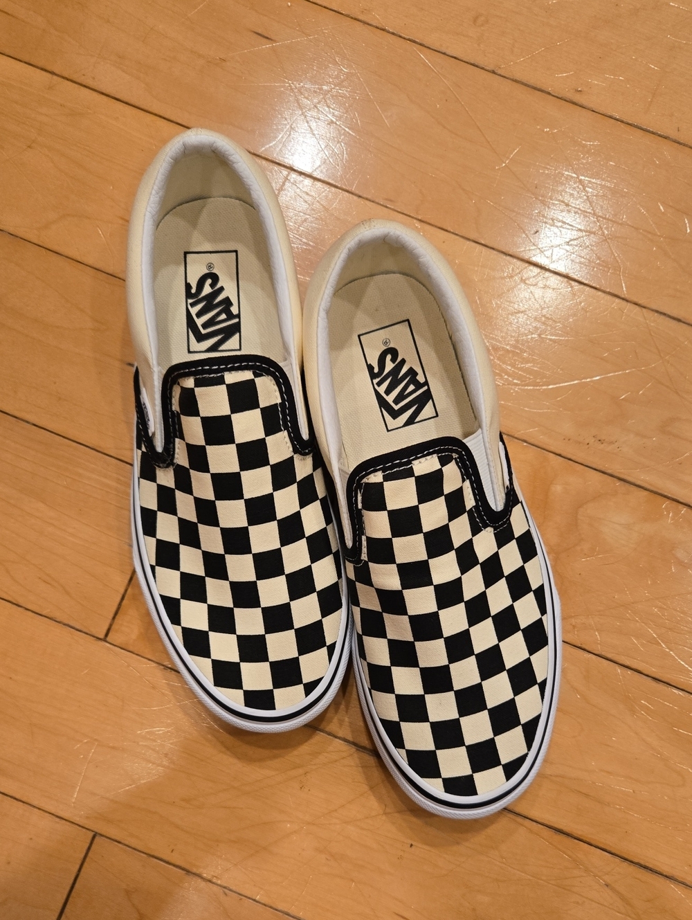 Vans Checkerboard Slip-On Sneakers - Black and Cream
